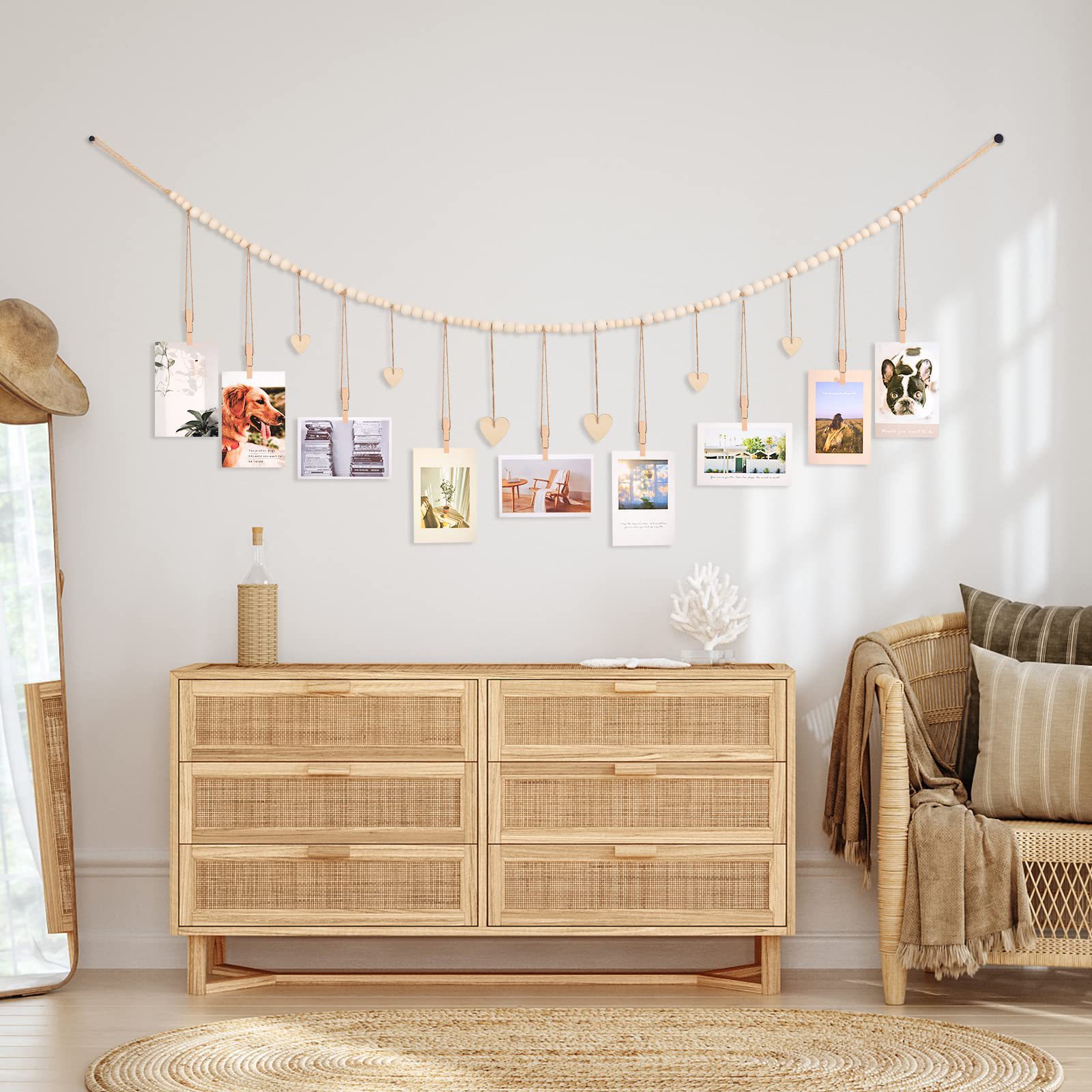Hanging Photo Display Wall Dec - Engraved Wood Frame ulasan dan harga