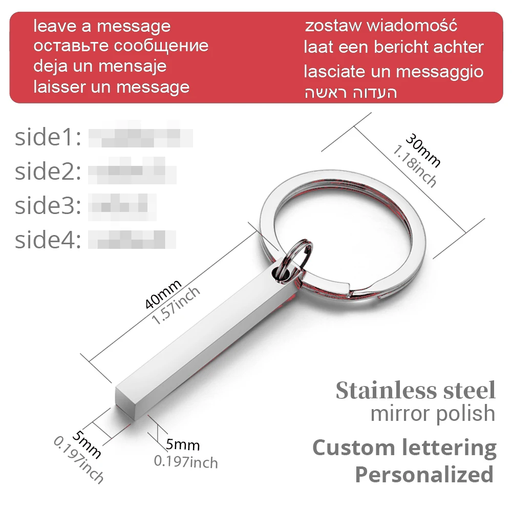 Personalized 3D Bar Keychain E - Initial Ring Custom ulasan dan harga
